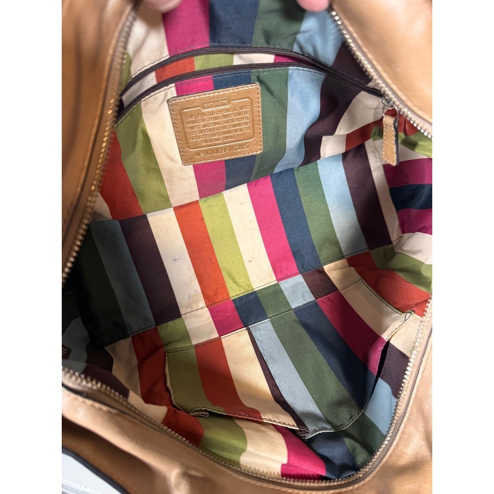 Coach Poppy Leather Rocker Satchel Legacy Lining Metallic Tan Leather 16285 - Picture 2 of 8